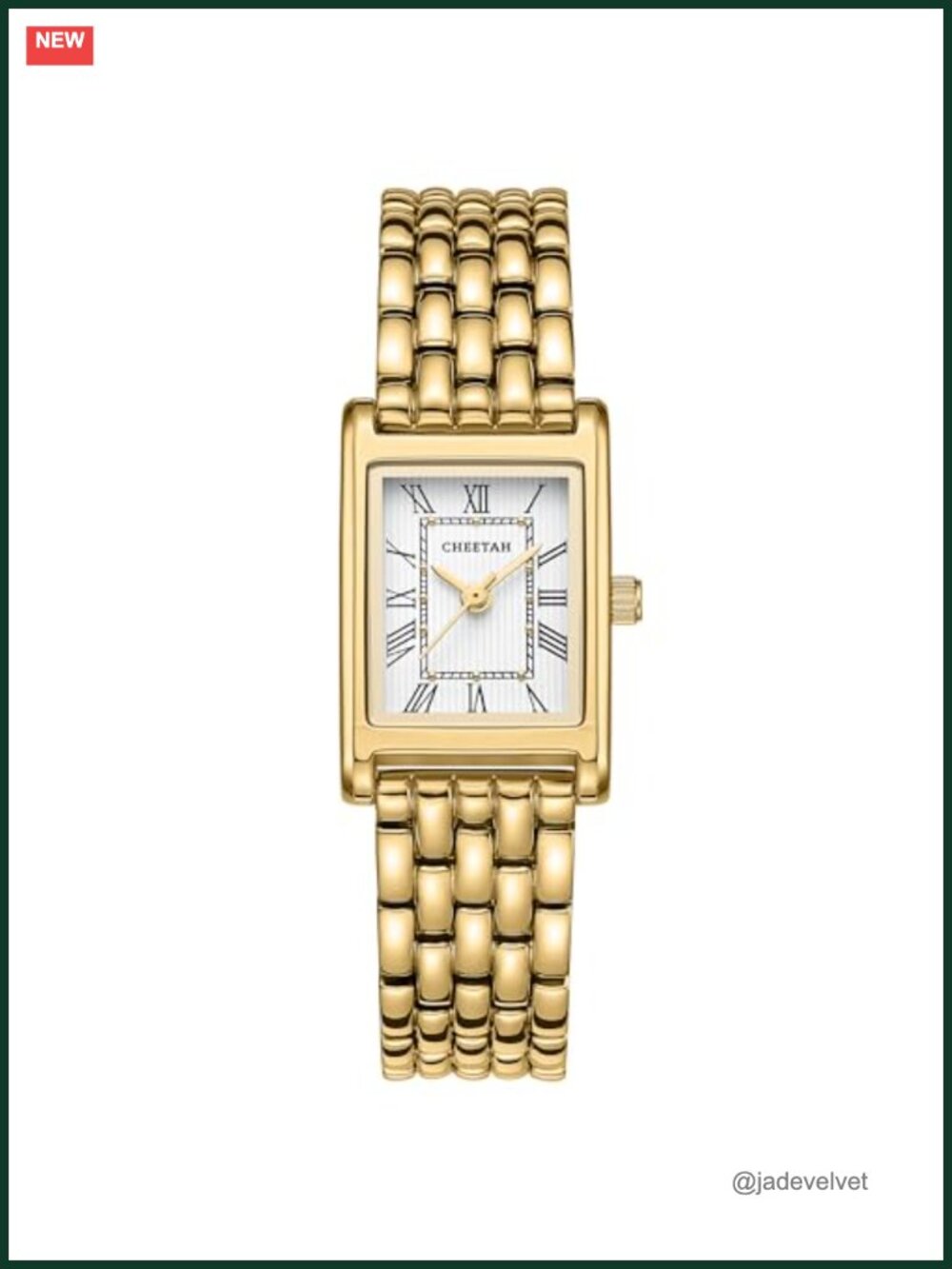 CHEETAH Women's Stainless Steel Rectangular Roman Numeral Watch Vintage